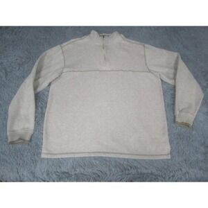 Arrow Sweater Mens XL Beige 1/4 Zip Mock Neck Fleece Pullover Long Sleeve Casual